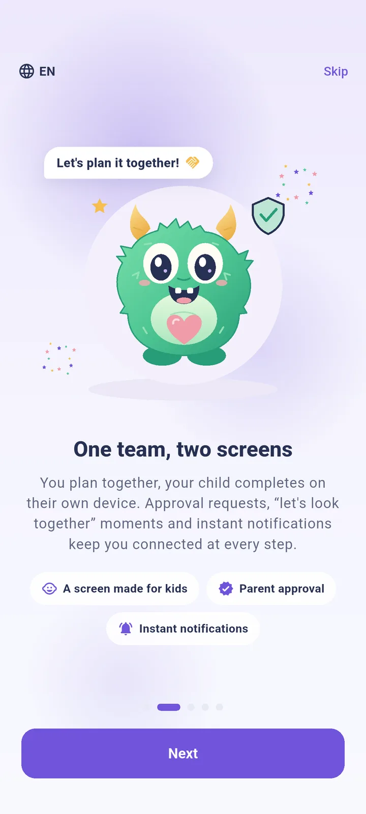 Mission Monster app introduction screen