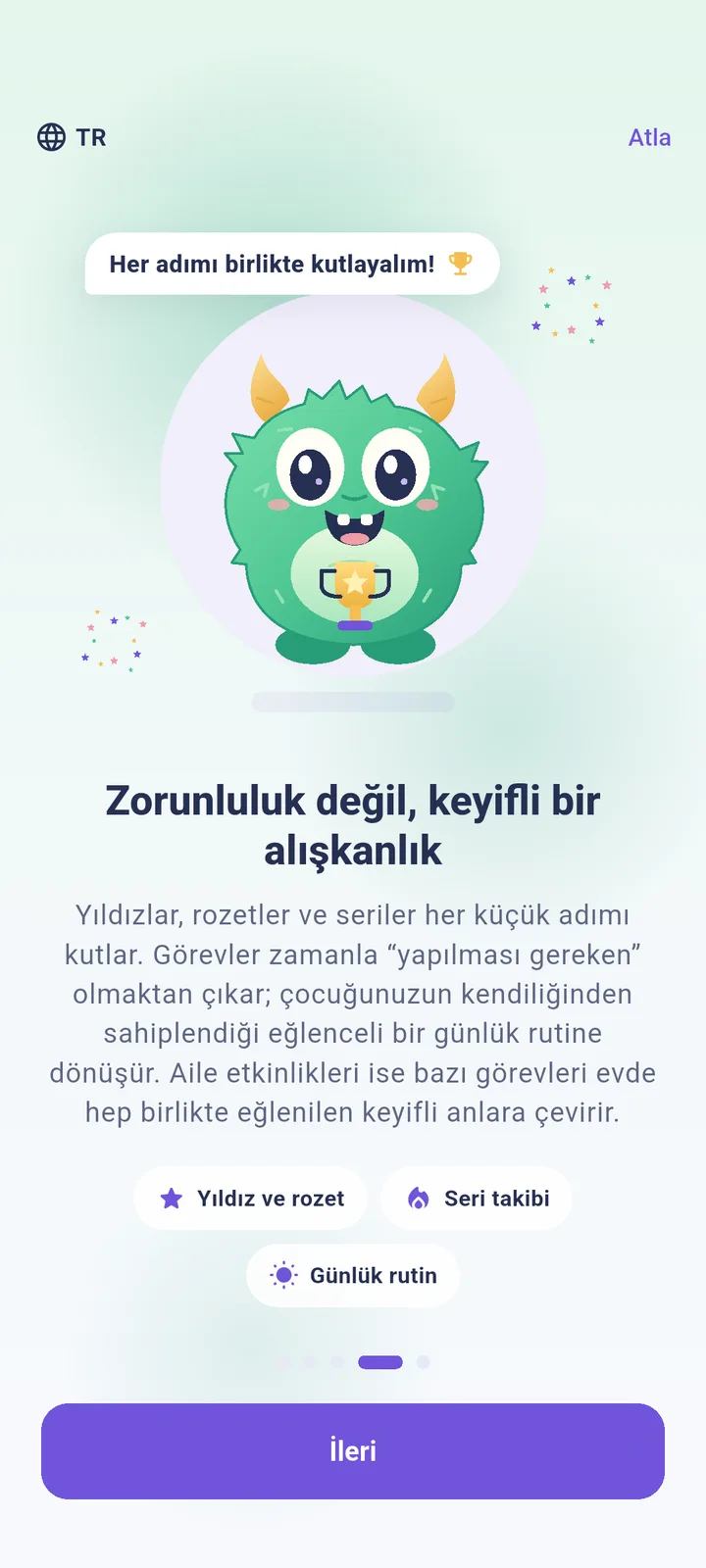 Yıldız, rozet ve seri ekranı